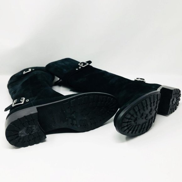 Cole Haan Black Buckle Detail Suede Boots - Picture 3 of 8